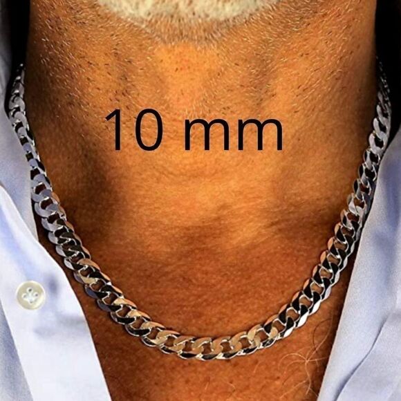 20” Men’s Solid 925 Sterling Silver Cuban Necklace - Picture 1 of 6